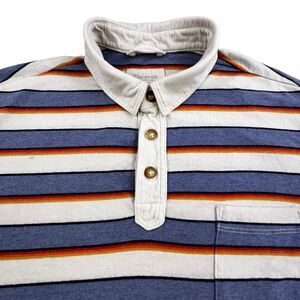 Marine Layer Re-Spun Polo Shirt Men's Medium Striped Cotton Blend Short Sleeve